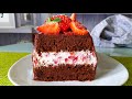 Шоколадный ТОРТ на Кефире с КЛУБНИКОЙ | Не нуждается в пропитке! | Chocolate cake