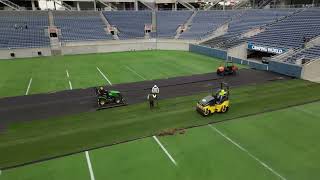 Natural turf install over top of synthetic turf at Camping World Stadium for the 2024 NFL Pro Bowl.