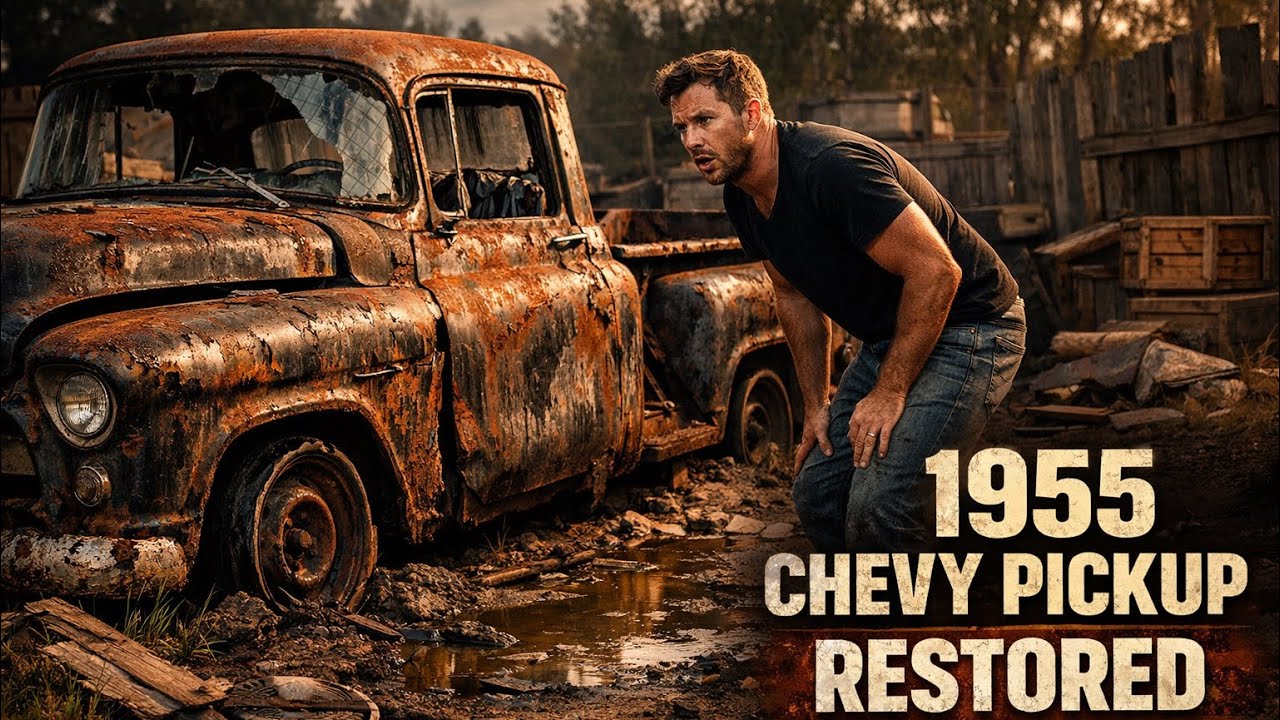Rusted 1955 Black Chevy Pickup Forest Restoration | ASMR || car craft revival