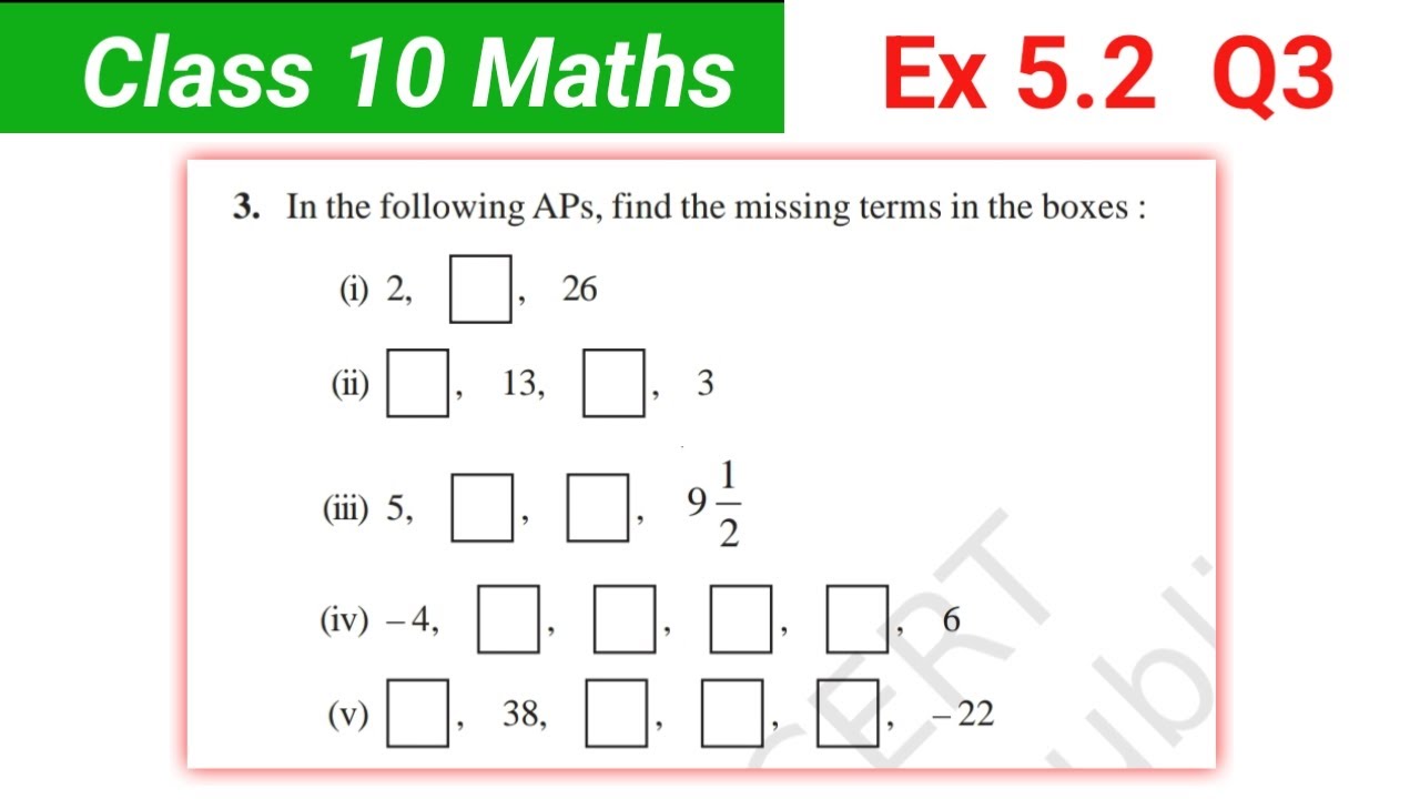 Ex. 5.2 Q3 | Class 10 maths chapter 5 | Arithmetic Progression class 10 ...