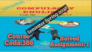 AIOU Code 386 Solved Assignment No.1 Spring 2026 | English-I | Level- FA