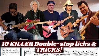 10 KILLER Double-stop licks & TRICKS! (w/ TABS) - Danny Gatton, Brad Paisley, Albert Lee, B. Mason +