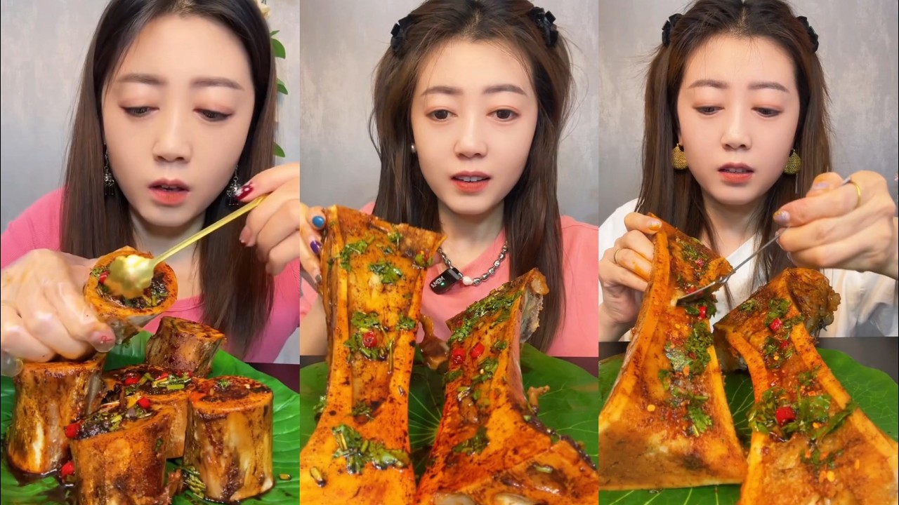 asmr mukbang spicy bone marrow - 牛骨髓 - 牛肉の骨髄 - 쇠고기 골수 - TỦY XƯƠNG BÒ - eatting show #829