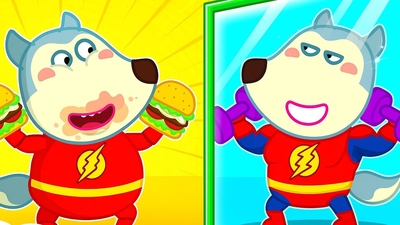Wolfoo y el espejo mágico de Flash | Comer vs Hacer ejercicio | Wolfoo 2D en español