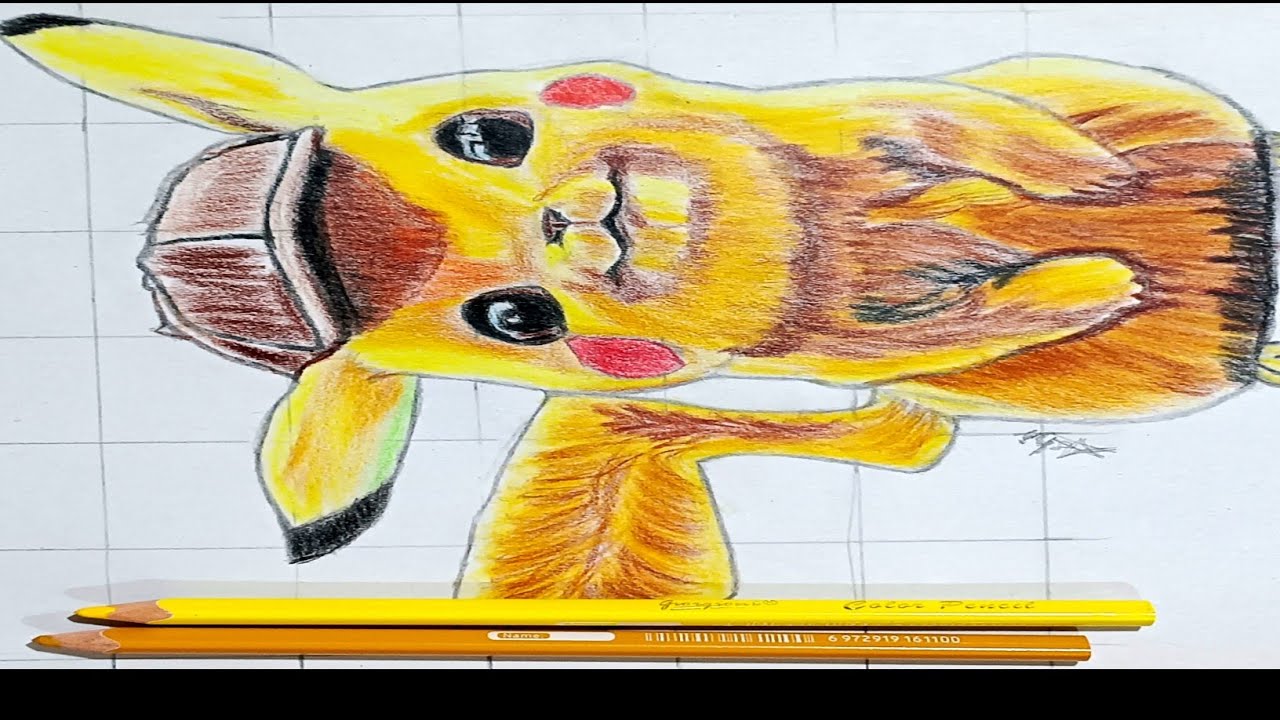 How to draw Detective Pikachu| Complete Drawing with Colour Pencils # ...