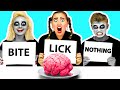 LICK, BITE OR NOTHING ZOMBIE CHALLENGE | Last to Stop Eating Wins!