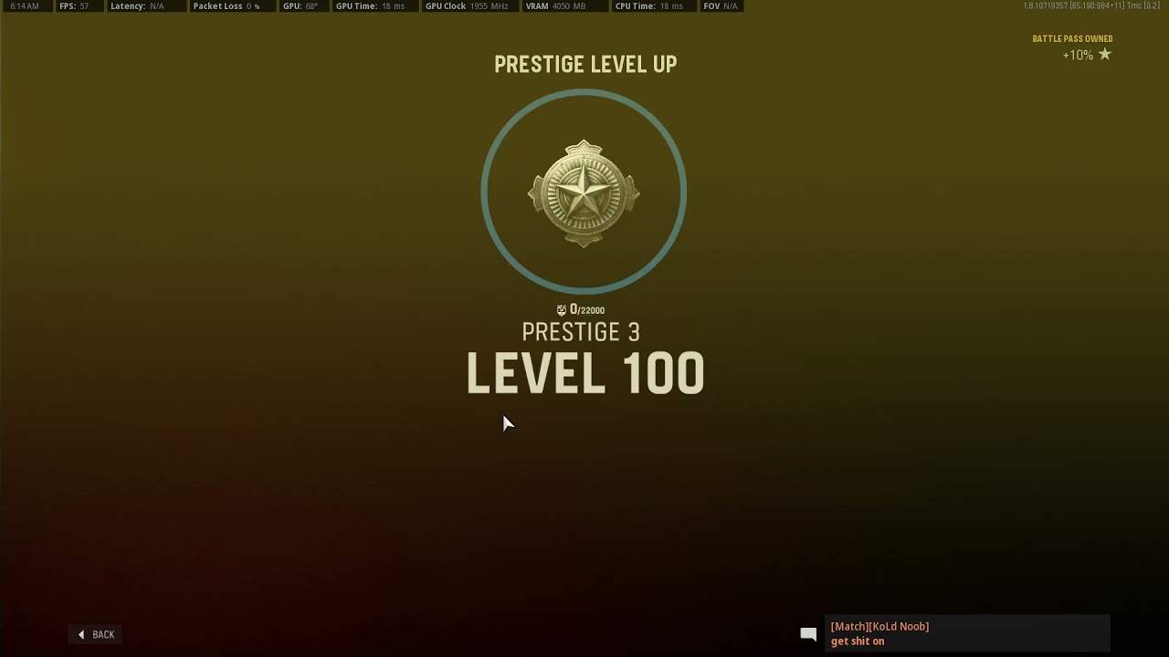 Infinite Level Up bug in COD: Vanguard.