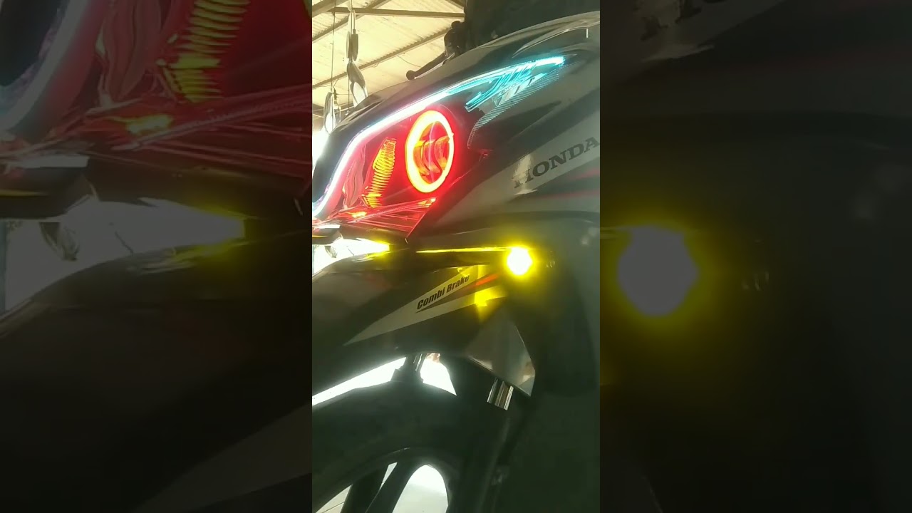 vario 125 old. lampu utama upgrade ke daymaker mini 3 garis. tambah lampu D2 laser