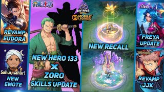 NEW HERO 133 X ZORO ONE PIECE, FREYA STARLIGHT, REVAMP JJK SKIN, REVAMP EUDORA - MLBB UPCOMING SKIN