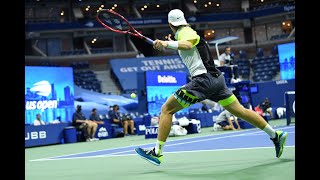 Famous Denis Shapovalov's running forehands are on fire! | US Open 2020 Hot Shots Net Worth