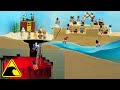 Lego pirates fall into underground cave  tsunami dam breach experiment  pirates vs soldiers