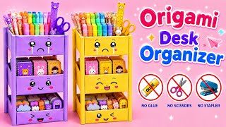 DIY Paper Organizer | No Glue No Scissors Paper Craft for School | Easy Origami Paper Box | Kawaii