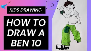 How to draw ben 10 - Drawing  4 kids ( ben 10 drawing easy) screenshot 5