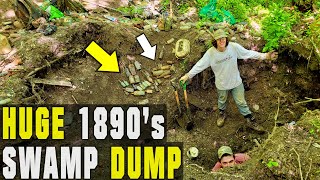Recovering Valuable Treasures Deep From The Swamp |  Canadian Antique Bottle Dump Digging
