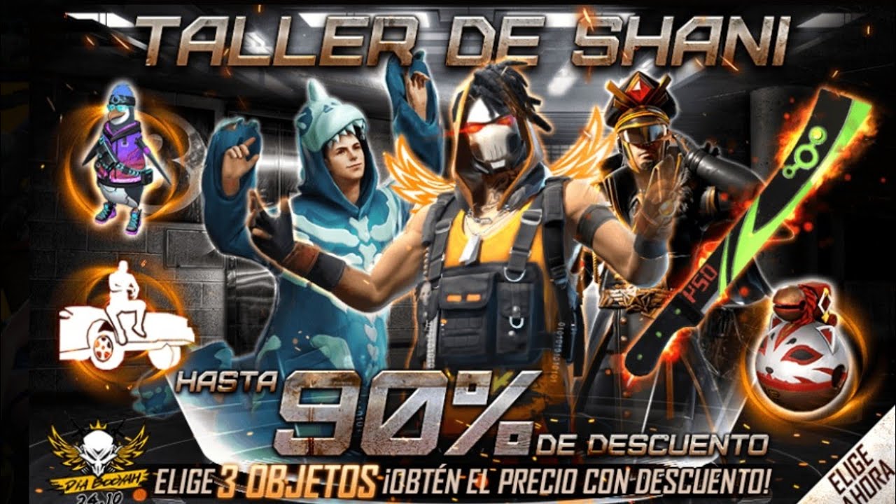 asi funciona el taller de shani free fire skin súper épica dia booyah