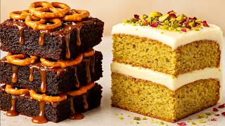 Salted Caramel Pretzel Brownies vs Pistachio Cardamom Cake | Ultimate Dessert Recipe Battle