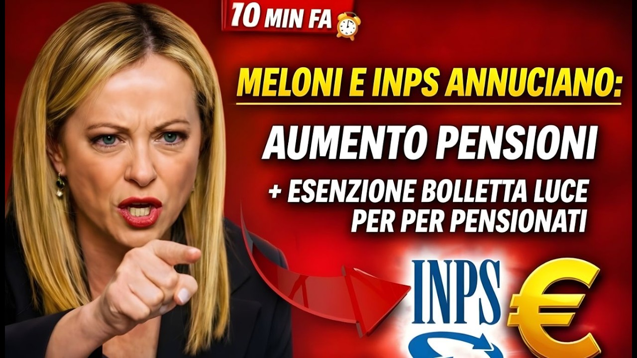 Meloni e INPS Annunciano: Aumento Pensioni + Esenzione Bolletta Luce per Pensionati