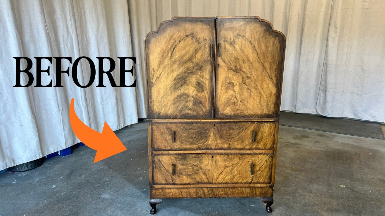 Restoring a STUNNING Art Deco Burlwood Cabinet | Veneer Repair & Refinishing