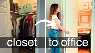 CLOSET to OFFICE same-day transformation | Small space DIY Office