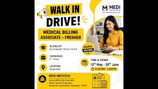 Walk In- Medical Billing Associate- Fresher- Any Graduate/ B.Com/ Btec company : Medi Infotech