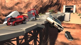 Collapsing Bridge Pileup Crashes 2 | BeamNG.drive