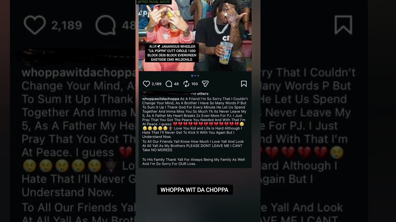 Whoppa Wit Da Choppa Showing Luv & Made A Post To His Friend R.I.P.🕊 Janarious Wheeler "Lil Poppa"