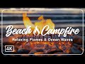 🔥 Beach Campfire | Relaxing Flames & Ocean Waves | No Ads