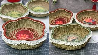 Easy Craft: DIY Basket with Jute Rope & Foam Board #handmade #diyropebasket #craft #diy