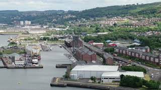 Birds eye view of Greenock from Mavic 2 zoom 4x zoom