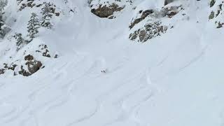 Skier Front Flip on Bad News Cliffs at Alta Ski Area