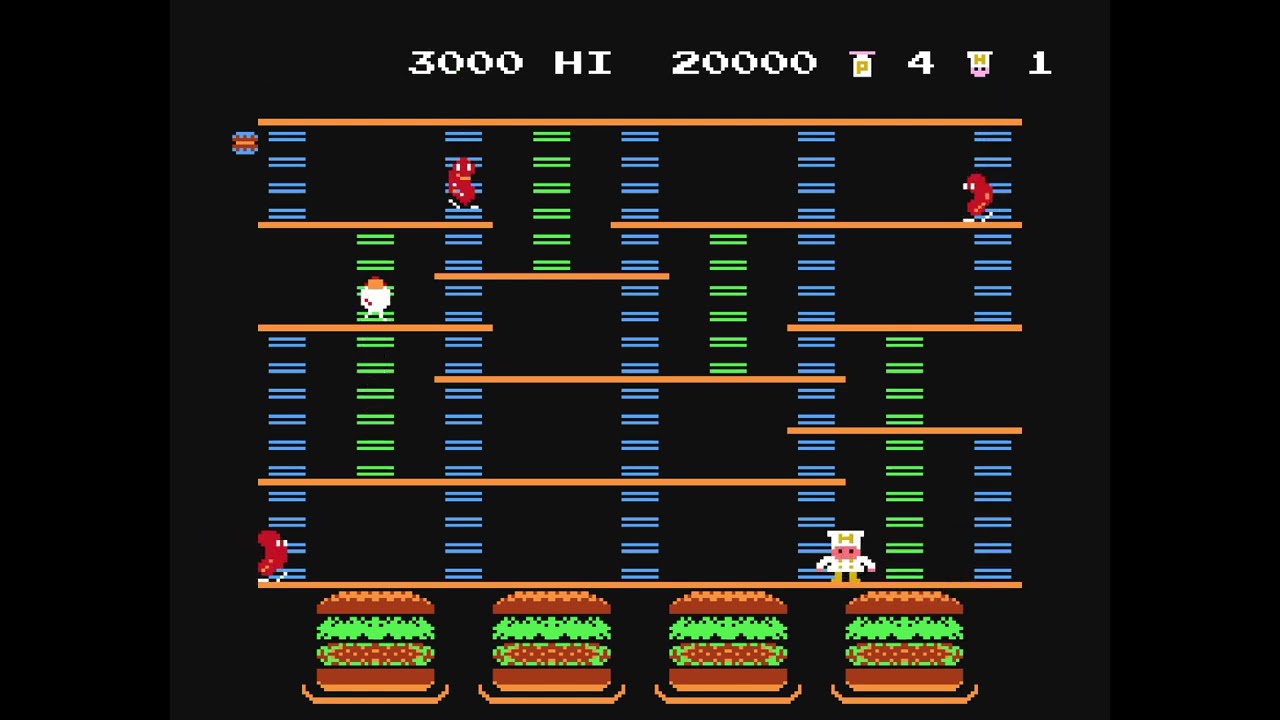 Burger Time | Level 1 | Game Walkthrough | Retro NES