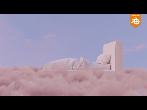 Flying Bed Over Clouds in Blender