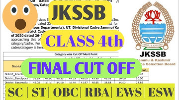 JKSSB  Class 4th Final Cut Off list Out