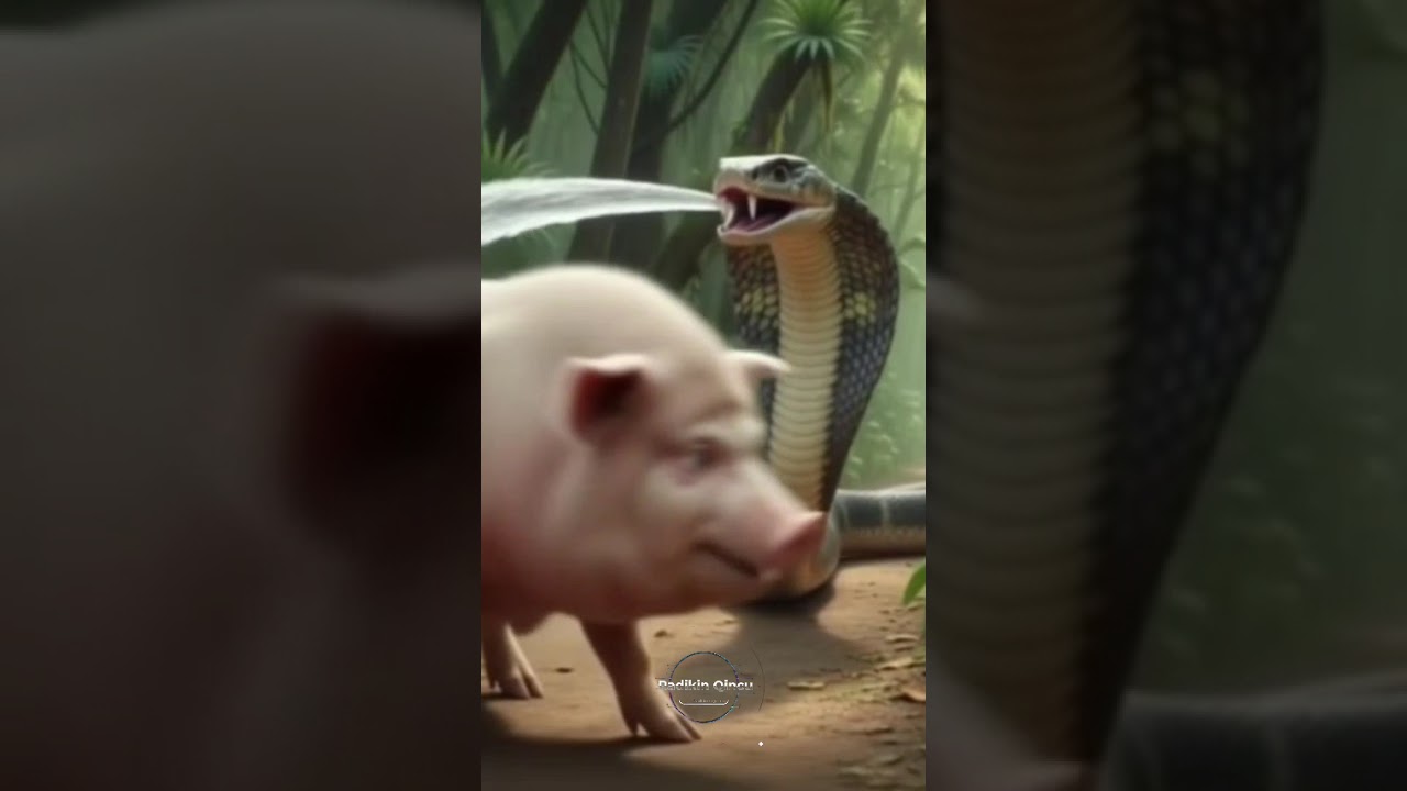 Pig Chased by a Cobra Snake, Saved by a Mighty Eagle