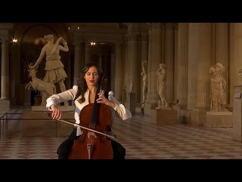 Franco-Belgian cellist Camille Thomas fills empty Louvre galleries with classical music