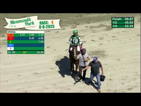 video thumbnail for MONMOUTH PARK 08-08-2025 RACE 4