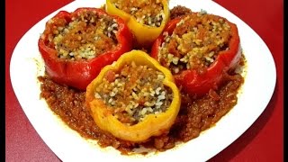 طريقة عمل محشي الفلفل مع طبخ ليلى poivrons farcis / stuffed peppers / stuffed capsicum