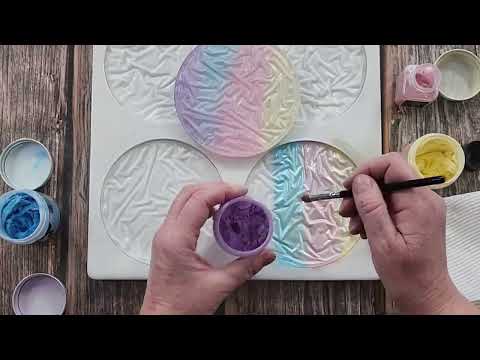 #2360 Shimmery Soft Pastel Resin Crushed Velvet Coasters