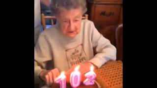 FAIL  funny Granny loses her teeth ,when candles blow 102 Birthday Net Worth