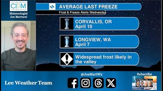 Freeze plus frost alerts out in WA and OR Wednesday, heres how cold itll get | Joe Martucci
As the growing season begins in Oregon and Washington, Wednesday morning will have a widespread frost. A killing freeze will be possible, too. Meteorologist Joe Martucci explains how cold itll get and how to prepare. Freeze plus frost alerts out in WA and OR Wednesday, heres how cold itll get | Joe Martucci