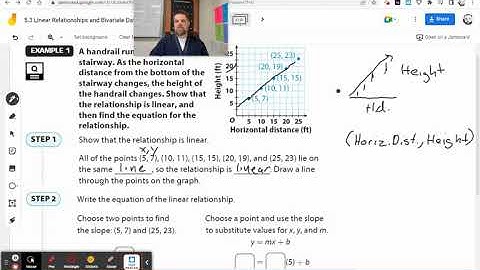 Go Math 8 5.3 Linear Relationships and Bivariate Data Example 1