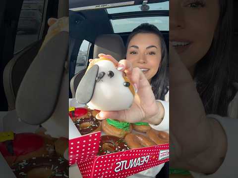 Trying the Snoopy doughnuts from Krispy Kreme!! 🐶✨ #food #krispykreme #snoopy