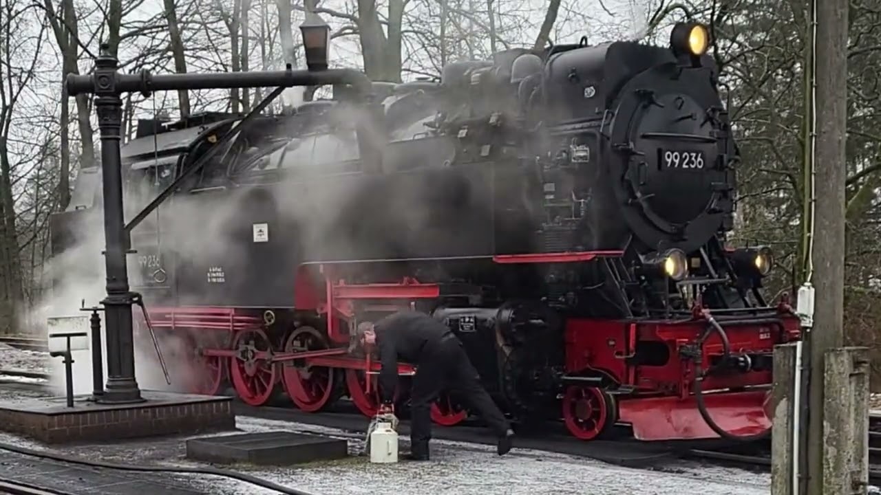 🚂 Fahrtrichtungswechsel 99 236 Harzbulle am Bahnhof Drei Annen Hohne, Wasser fassen #train #railway