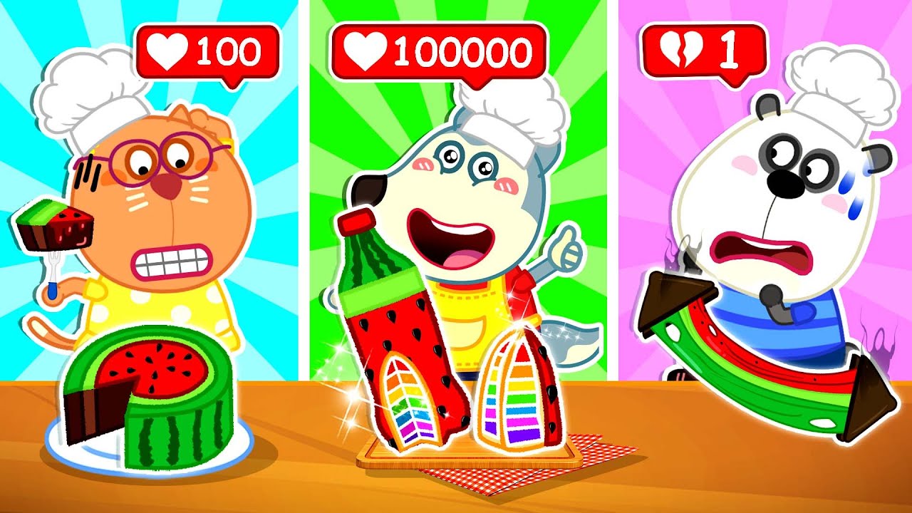 Desafio Da Melancia ‼️🍉 Desafio Divertido Para crianças  🎬 Wolfoo - Desenhos Animados