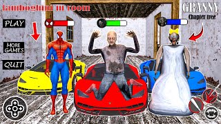 Playing as Granny, Grandpa and Spider-man vs 1 2 3 Lamborghini in Room -Gameplay Animation (p.3)