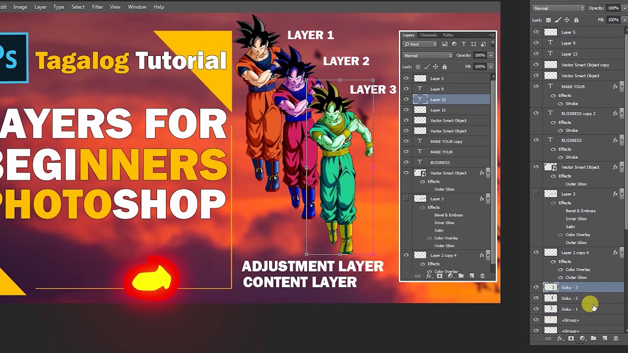 PHOTOSHOP LEARN LAYERS FOR BEGINNERS TAGALOG TUTORIAL