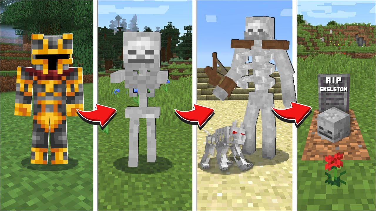 Minecraft EXTREME LIFE AS A SKELETON MOD / DANGEROUS SKELETONS FIGHT