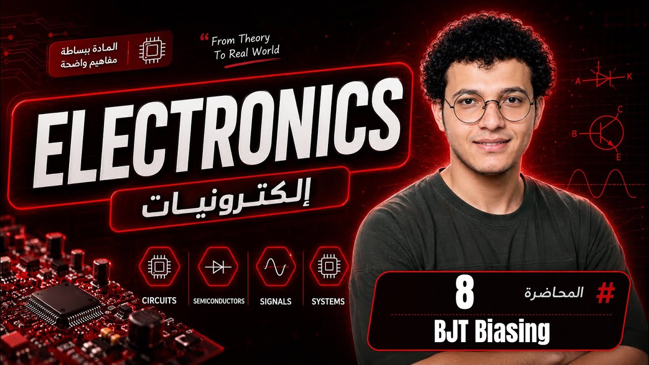 Electronics - Lecture 8 | BJT Biasing - إنحياز الترانزستور ثنائي ...
