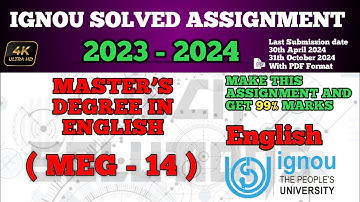 MEG 14 SOLVED ASSIGNMENT 2023-24 IN ENGLISH | MEG 14 SOLVED ASSIGNMENT 2024 | #MEG14 IGNOU