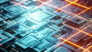 3D Tech Grid Motion Background 4K - Orange Blue Glowing Circuit Blocks Loop [No Copyright]